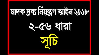 মাদকদ্রব্য নিয়ন্ত্রণ আইন ২ ধারা হতে ৫৬ ধারা সূচি। মাদকদ্রব্য নিয়ন্ত্রণ আইন ২০১৮