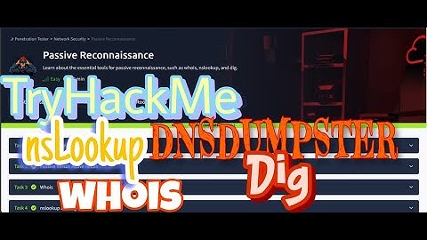 Passive Reconnaissance TryHackme machines Whois , nslookup, dig DNSDumpster