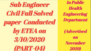 PHED Sub Engineer Civil full Solved Paper Part 04
