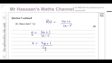 WMA12 01 IAL Edexcel P3 Jan 2021 Q3  Algebraic Fractions   Inverse Functions