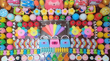 SATISFYING WITH CLAY PIPING BAG & FOAM SLIME and GLITTER | Mixing Random Things Into GLOSSY Slime