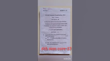 #+3,6th sem core-13 (Botany)//berhampur University #short#you tube shorts #question#paper 📜