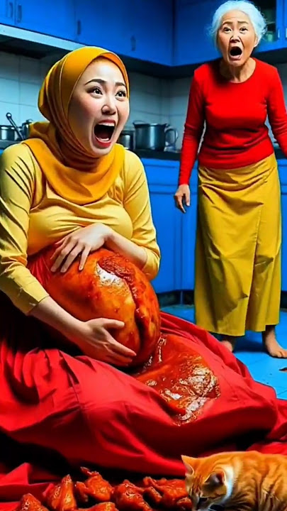Animasi Ibu Hamil Masak Daging Ayam Pedas perutnya Mules Dibantuin Nenek Lahiran di rumah s4kit