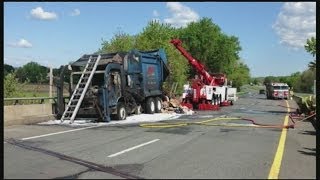 I-91 South re-opened following trash truck fire