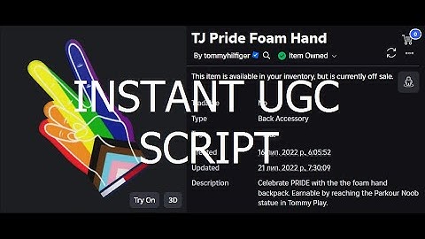 Roblox Tommy Play UPDATED instant TJ Pride Foam Hand UGC script [Roblox Exploiting]