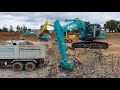 ใหม่แกะกล่อง Kobelco sk200-10 เล่นงานใหญ่ที่หนองกี่ Dump Truck Excavator