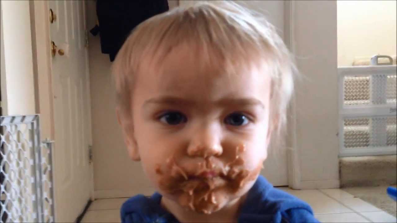 Peanut butter, Dog licking, Jumping, and a Thumbs up