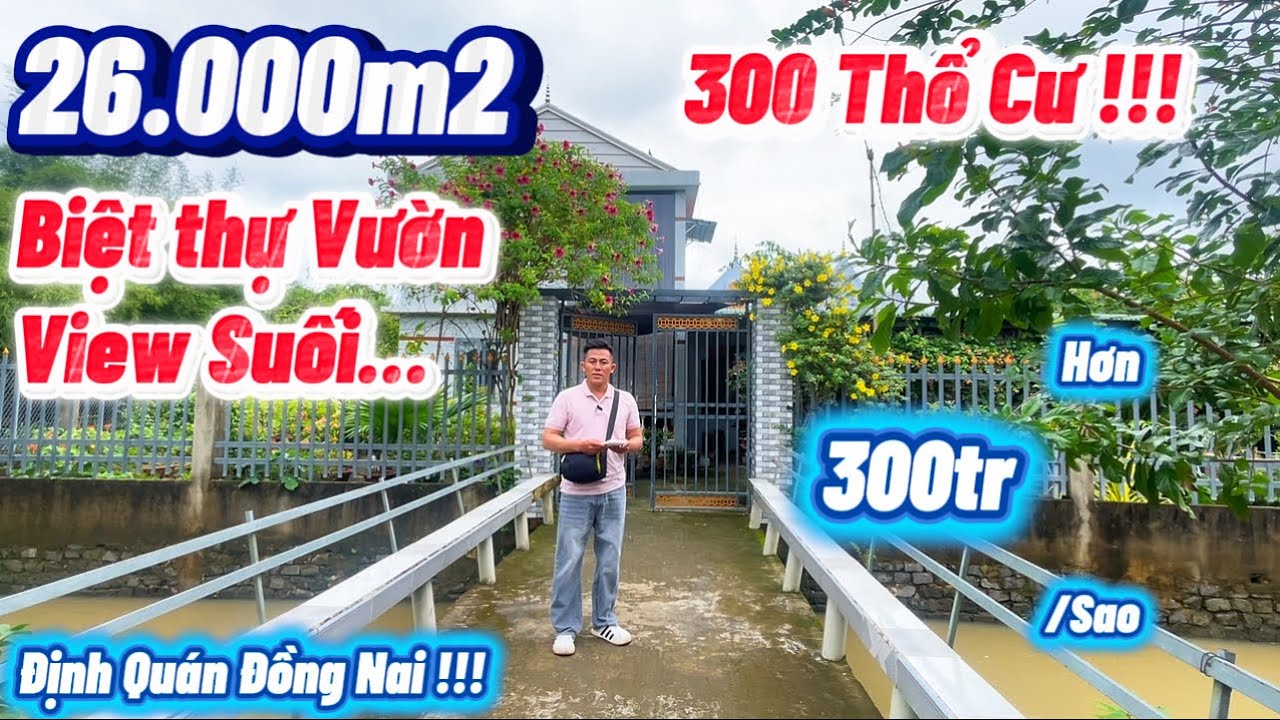 Bán căn biệt thự vườn 26.000m2 Có 300 Thổ Cư view suối ao cá Tuyệt đẹp giá chỉ hơn 300tr/sao