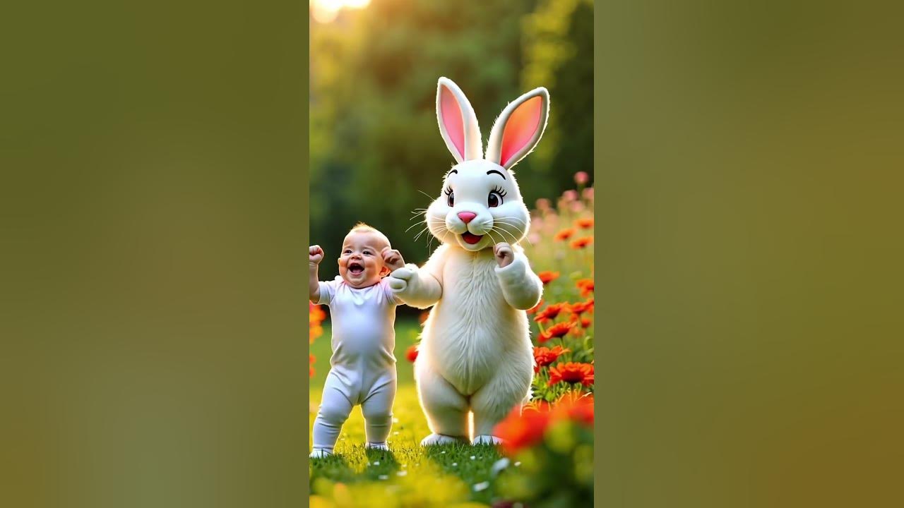 Cute Baby and Bunny dancing with the song of A Ram Sam Sam #cutebaby #aramsamsam #adorabledose