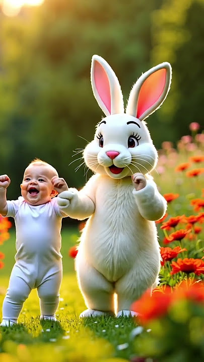 Cute Baby and Bunny dancing with the song of A Ram Sam Sam #cutebaby #aramsamsam #adorabledose