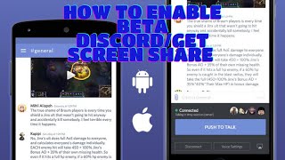 How to enable mobile discord beta/ get screen share (iOS and Android)