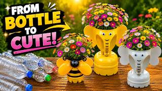 Turn Plastic Bottles Into Cute Bee and Elephant Planters | Garden DIY