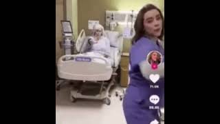 nurse dancing for tiktok while old lady is legit dying