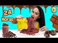 🍩🍫24 HORAS COMIENDO MARRON!! | Me harte de chocolate!! | Juega con Adri