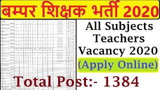 Total 1384 Post All Subjects Regular Basis Teachers Vacancy 2020,Teaching Staff Big Recruitment 2020
