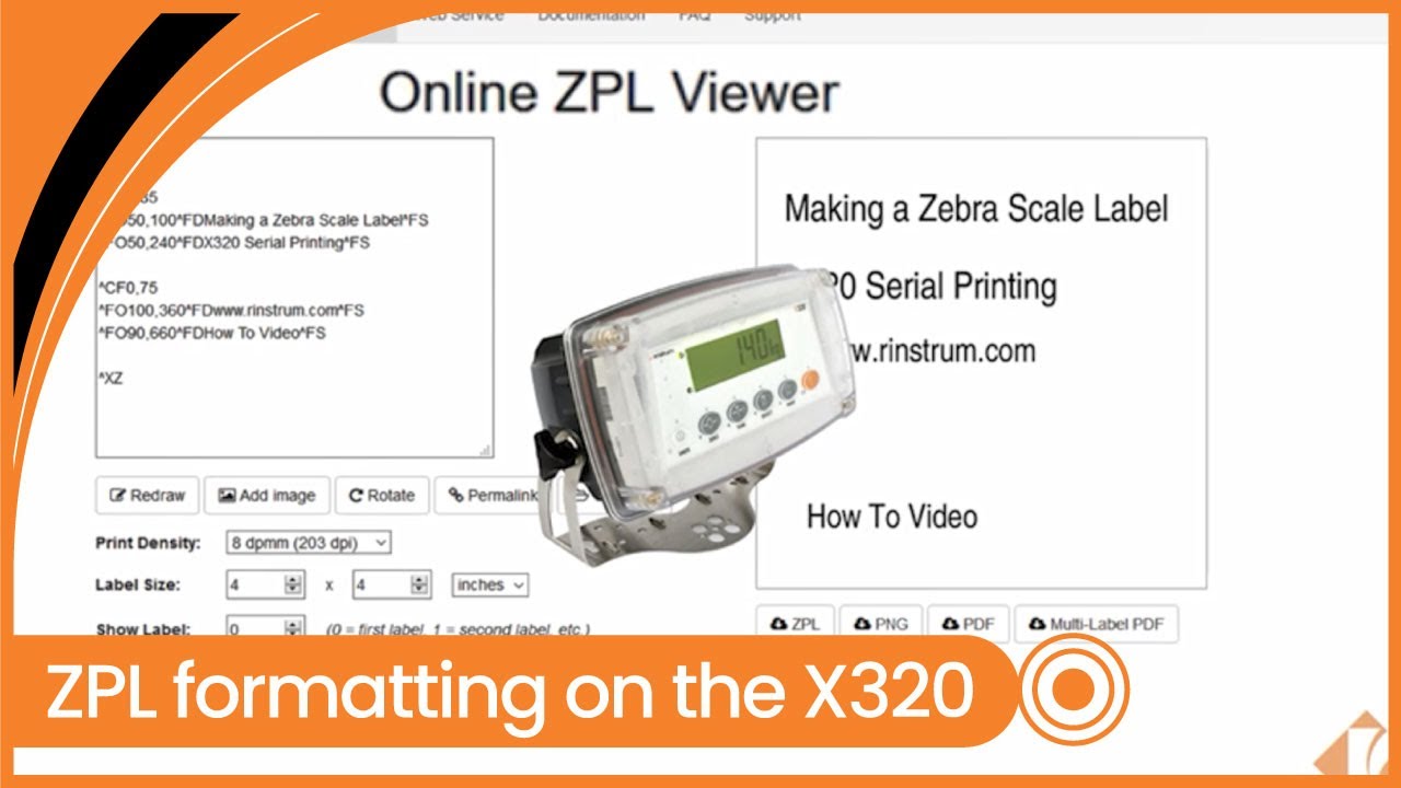 ZPL formatting on the Rinstrum X320 - Making a Zebra Scale Label 