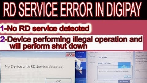 No RD service detected In Digipay Problem Solution CSC VLE