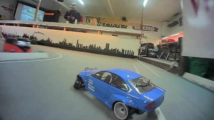 Tinywhoop chase of a tiny blue drift car at Lowmotion RC club