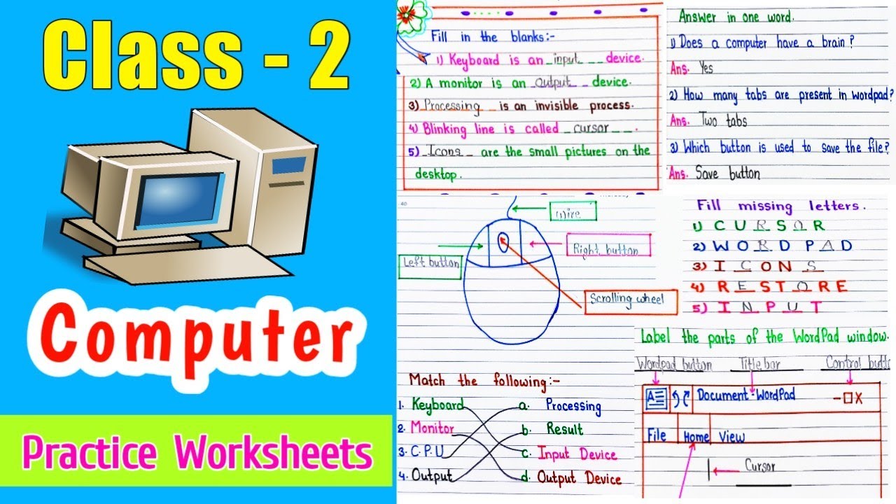 Class 2 Computer, Class 2 Computer Worksheet, Computer Worksheet for class  2, Class 2 Worksheet