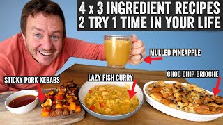 Make a 3 Course Meal &amp; a drink with 3 Ingredients each | inc Lazy Fish Curry