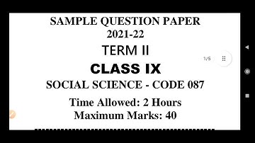 CBSE Class 9 Term 2 Sample Question Paper 2021-22 Social Science Code 087