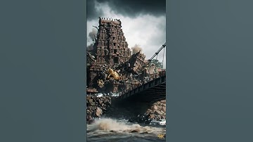 Bridge collapse on mountain cliff 😮#shorts #ai #disaster #landslide #mountains#bridgecollapse #viral