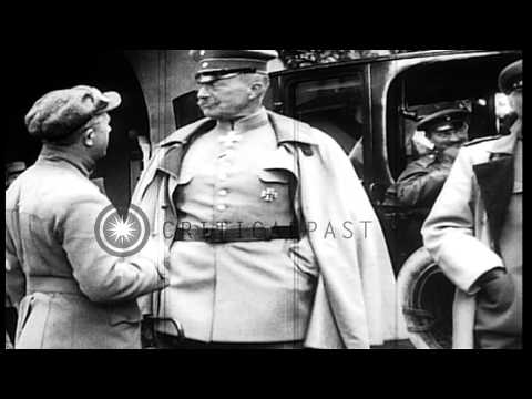 General Paul Von Hindenburg Exits Building; Kaiser Wilhelm Ii With An Officer...Hd Stock Footage