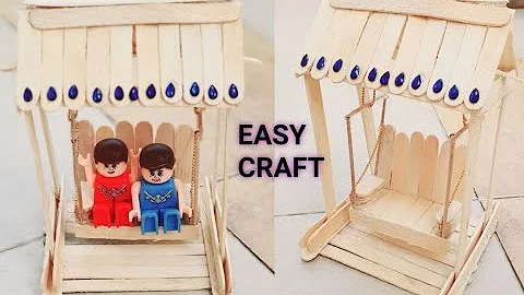 HOW TO MAKE POPSICLE STICK OR ICECREAM STICK MINIATURE SWING OR JHULA|ART AND CRAFT IDEAS