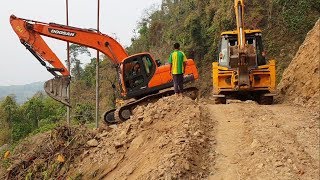 JCB Backhoe, Doosan and JCB ExcavatorWorking for Hilly Road