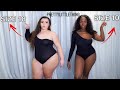 SIZE 10 vs SIZE 18 TRY ON THE SAME OUTFITS FROM PRETTY LITTLE THING | WINTER/SPRING TRY ON HAUL