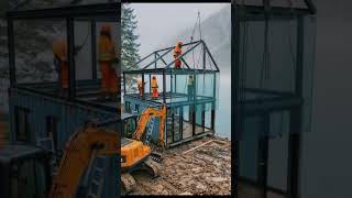 Hidden Lake House Retreat 🌲 #shorts @AMERHADI700 #LakeHouse #ContainerHouse #OffGridLiving #ytshorts
