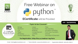 Live | Python Webinar | Python Programming for Beginners - Python Tutorial | Day 5(1/7/20 to 7/7/20) Profile
