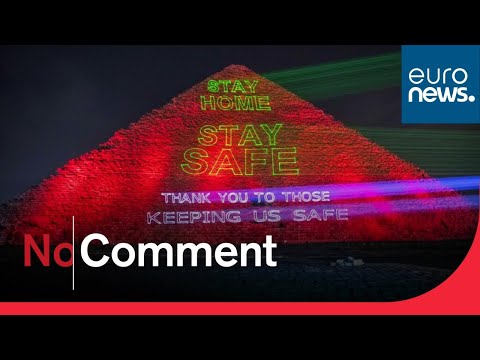 Messages of support for health workers displayed on Egyptian pyramid