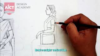 Female figure sitting on a chair  | Drawing tutorial