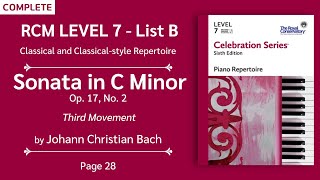 RCM Level 7 | Sonata in C Minor, Op. 17, No. 2: III - Johann Christian Bach