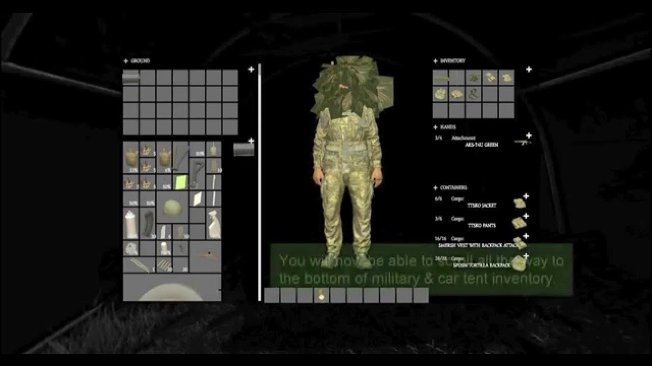 How to use new UI to access all military tent & car tent inventory slots Dayz 0.59 YouTube