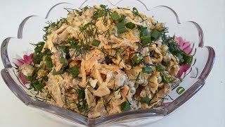 САЛАТ "ОБЖОРКА" ИЗ КУРИНОЙ ПЕЧЕНИ С ЯИЧНЫМИ БЛИНЧИКАМИ. САЛАТ "ОБЖОРКА" ИЗ КУРИНОЙ ПЕЧЕНИ С ЯИЧНЫМИ БЛИНЧИКАМИ.