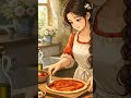 making pizza in Cozy kitchen #ghiblistyle #homemadepizza #cozyaesthetic #cozykitchen