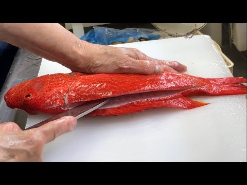 How to Fillet Red Grouper for Sashimi - Seafood in Okinawa Japan