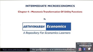 Monotonic Transformation of a Utility Function  | Chapter 4 |Microeconomics