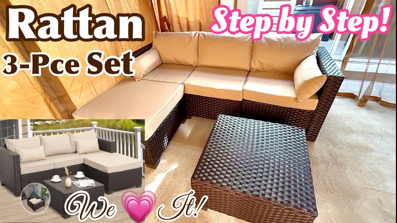 How To Assemble 3 Piece Rattan Patio Furniture Set, Step by Step ...