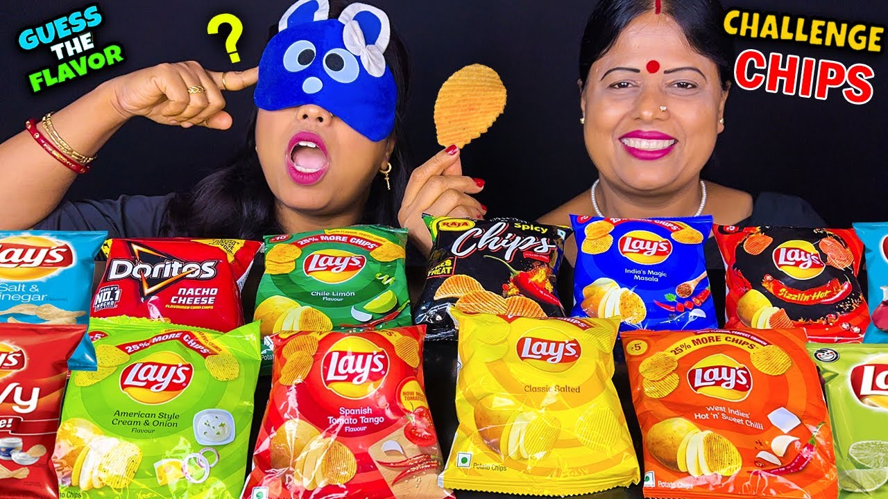 CHIPS EATING CHALLENGE VIRAL VIDEO WITH PUNISHMENT GUESS THE BLINDFOLD CHIPS EATING CHALLENGE ASMR