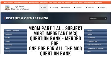 MCOM PART 1 ALL SUBJECT MCQ QUESTION BANK MERGED PDF MU IDOL VISHAL CLASSES BY VISHAL SIR