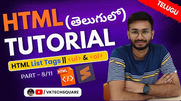 HTML List Tags Explained in Telugu | ul, ol, li Tags |HTML Tutorial for Beginners in Telugu