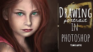 Drawing portrait in photoshop. Timelapse work process