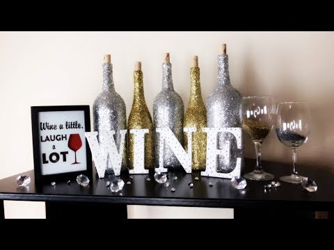 Bae on A Budget: Cheap DIY Home Decor (Glitter Wine Bottles)