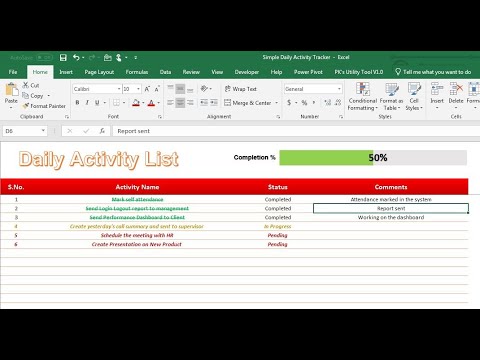 Daily Activity Tracker in Excel