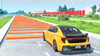 Cars vs 100 Square Speed Bumps #1 - BeamNG Drive | CrashBoomPunk