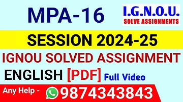 MPA 16 Solved Assignment 2024-25 English, MPA 16 Solved Assignment 24-25, MPA-16 Assignment