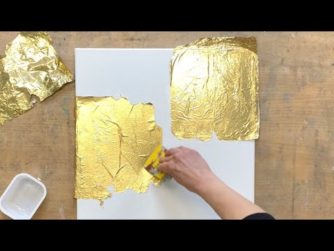 goldene Folie kleben, DEMO , viele Tipps, abstrakte Malerei